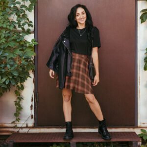 Down tartan skater skirt