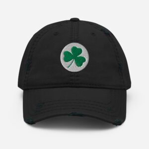 Shamrock embroidered distressed dad hat