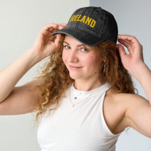 Ireland gold embroidered vintage cotton twill cap