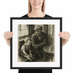Boy in pub framed poster