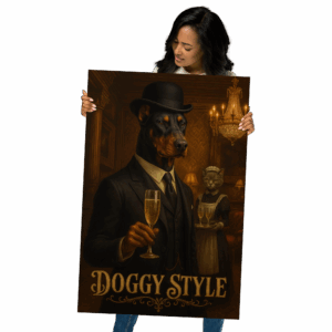 Doberman doggy style photo poster